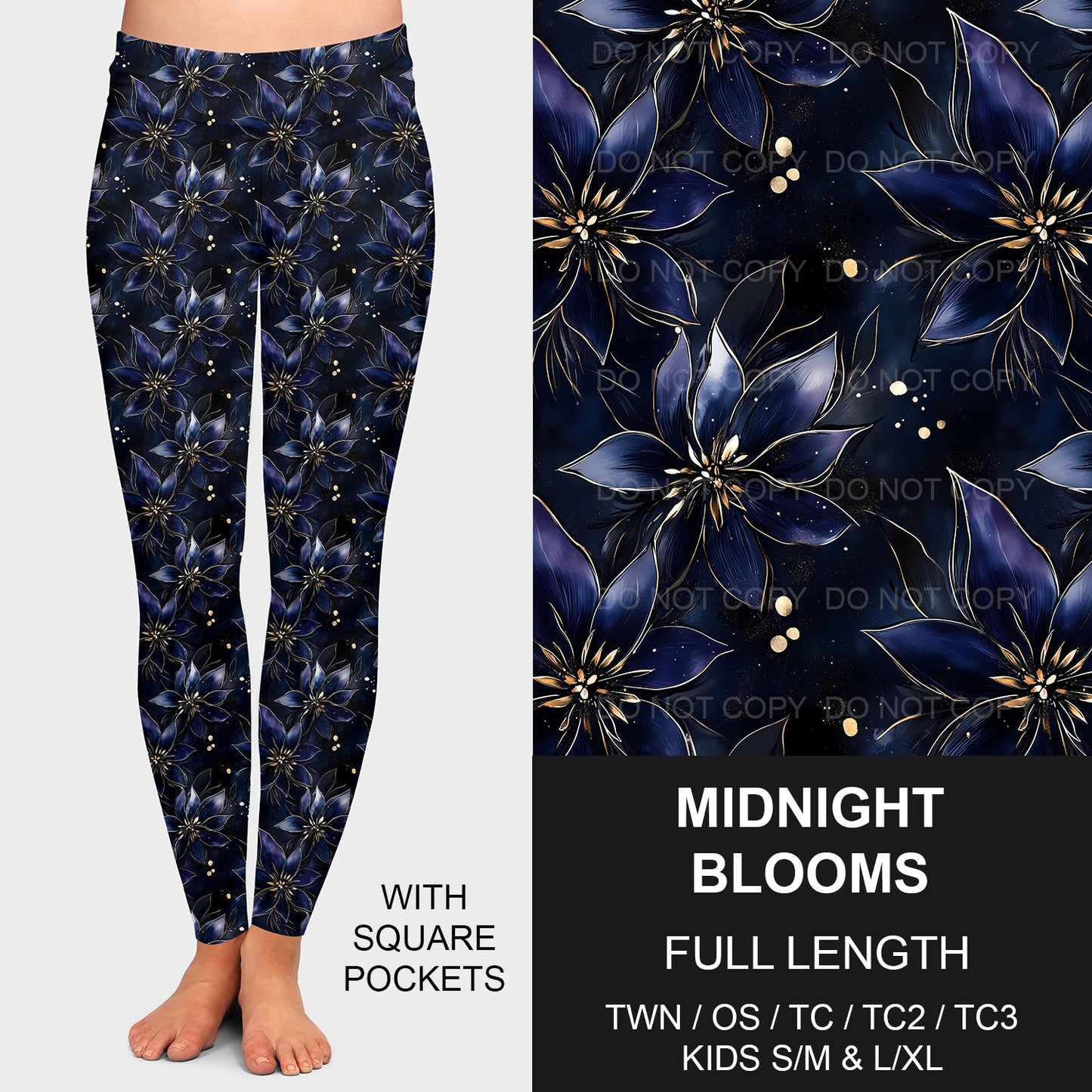 B203 - Preorder Midnight Blooms Leggings w/ Pockets (Closes 12/29. ETA late March)