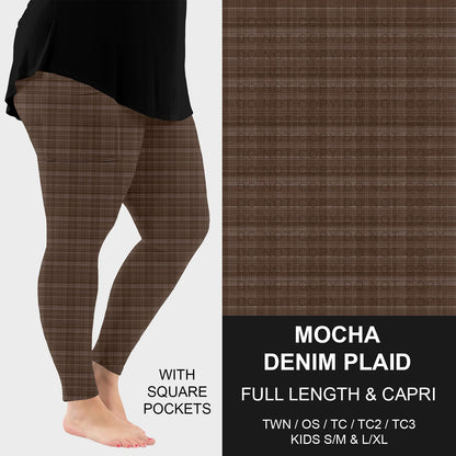 B301 - Preorder Mocha Denim Plaid Leggings w/ Pockets (Closes 7/19. ETA: late Sept.)