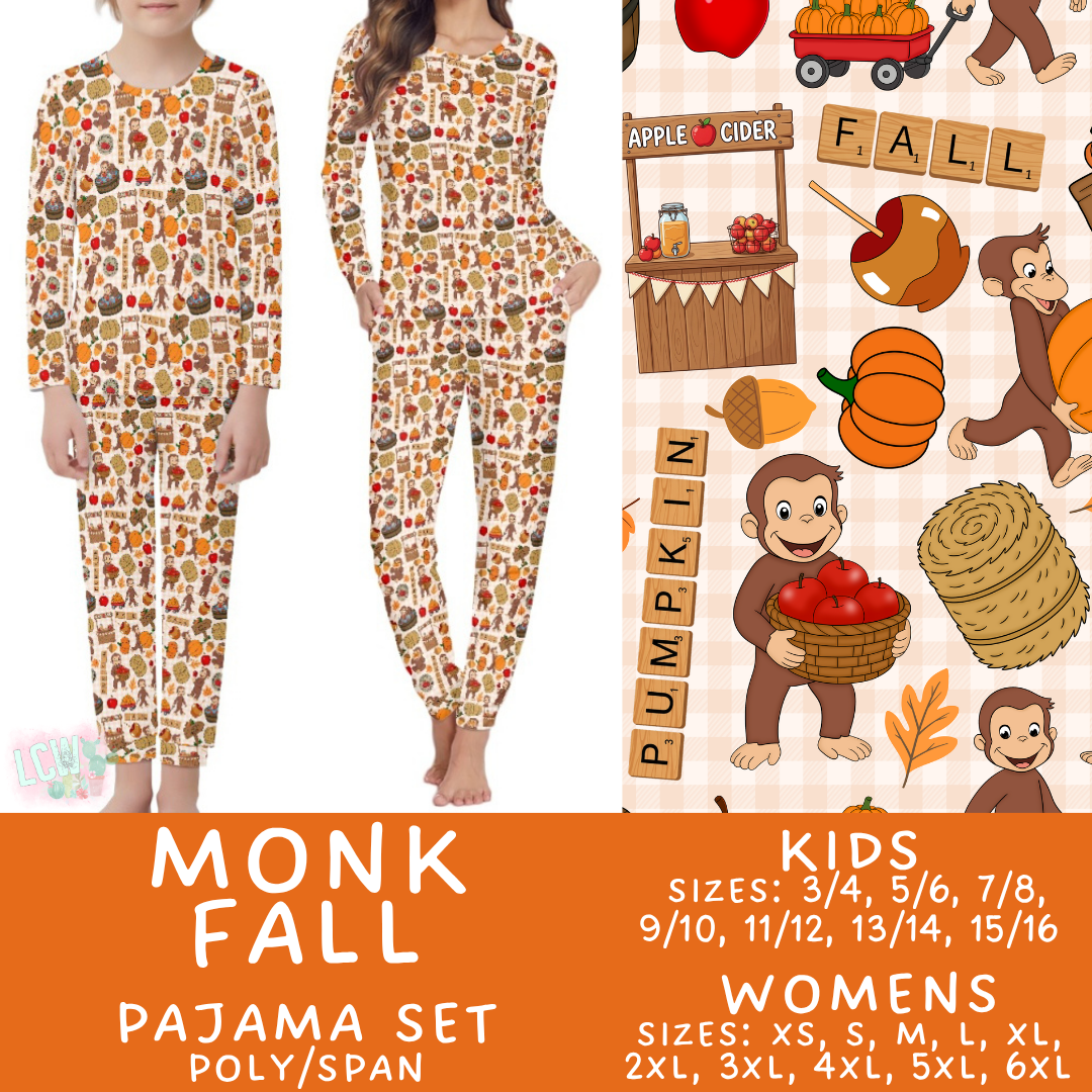 Batch #580 - Fall Family Pajamas 2 - Closes 9/4 - ETA early Nov - Monk Fall Women's & Kid's Pajama Set