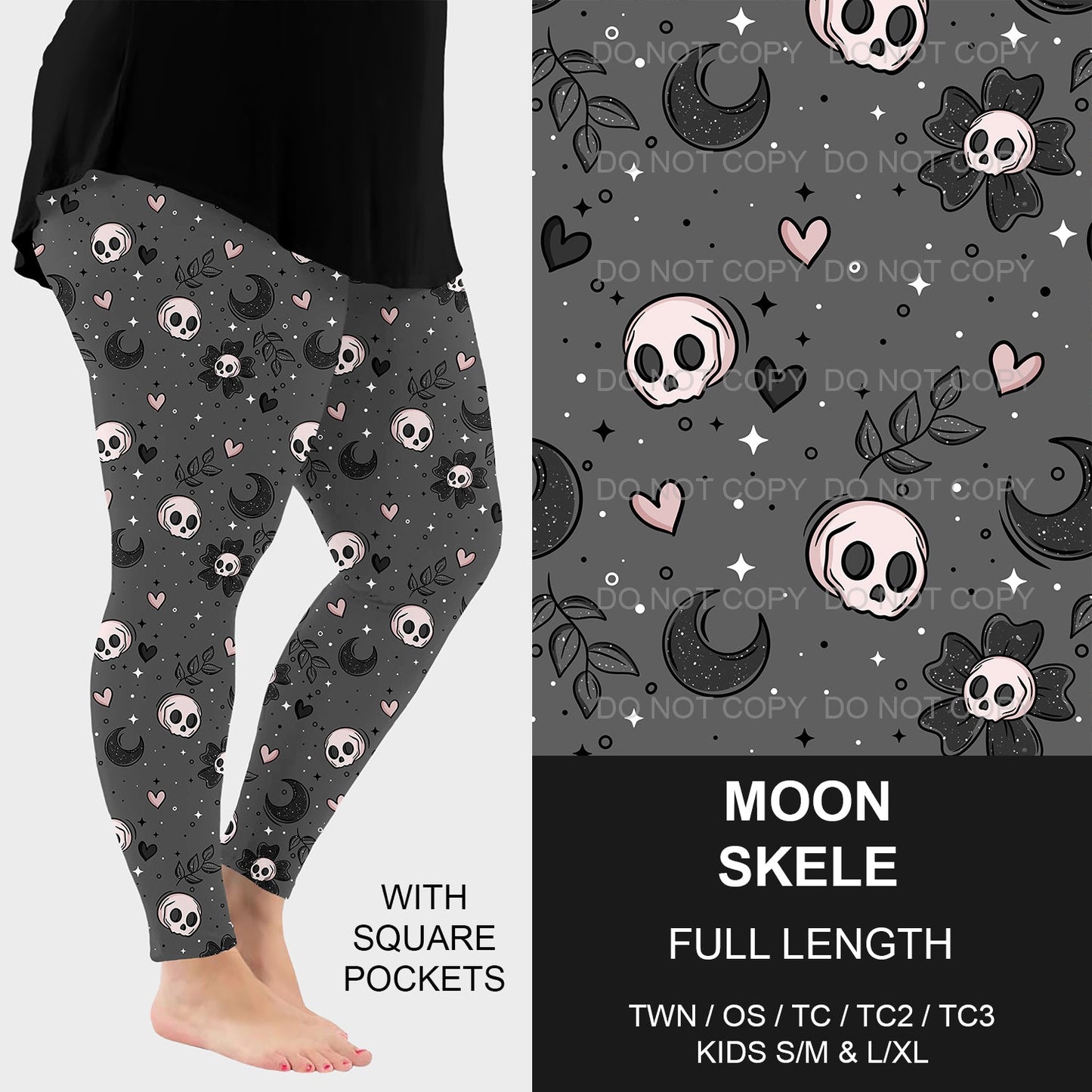 B215 - Preorder Moon Skele Leggings w/ Pockets (Closes 3/02. ETA mid May)