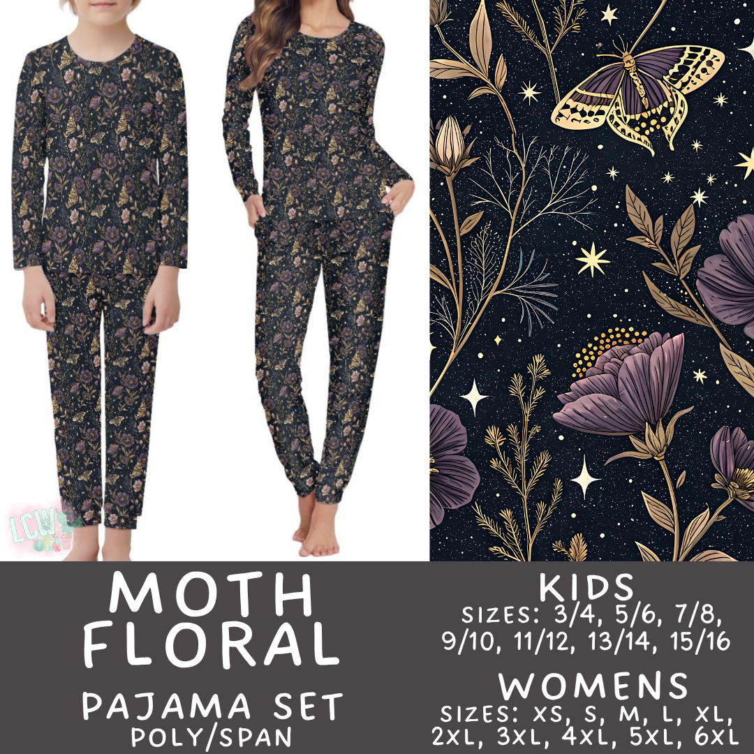 Batch #587 - Family Pajamas 2 - Closes 9/18 - ETA mid Nov - Moth Floral Women's & Kid's Pajama Sets