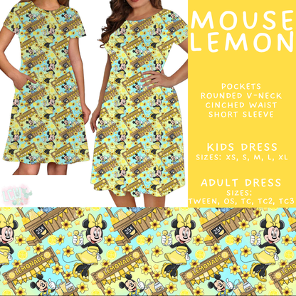 Batch #552 - Magical Faves 22 - Closes 7/6 - ETA early Sept - Mouse Lemon Adult & Kids Dresses