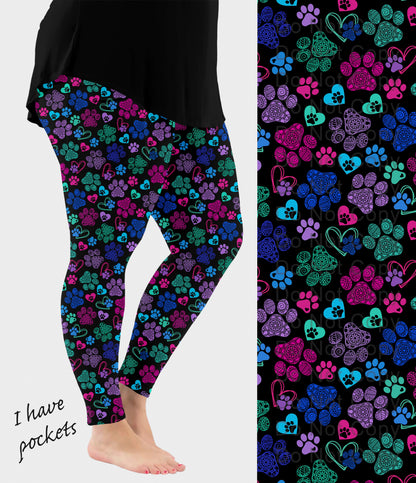 RTS - Mandala Paws Leggings w/ Pockets