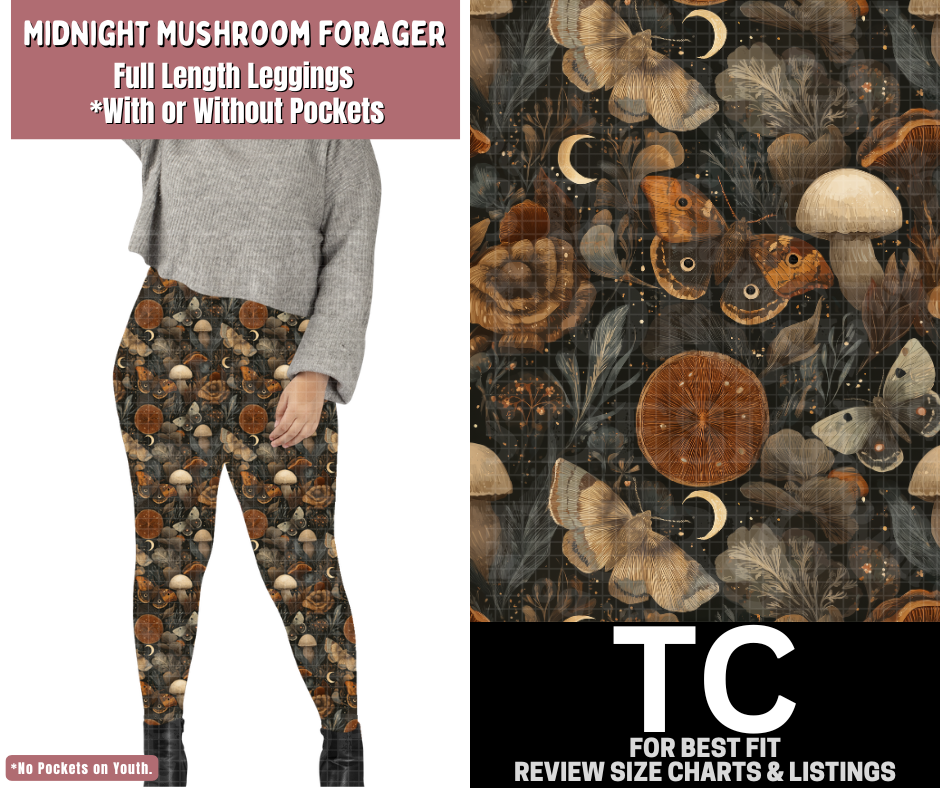 Midnight Mushroom Forager Full Length Leggings w/ Pockets