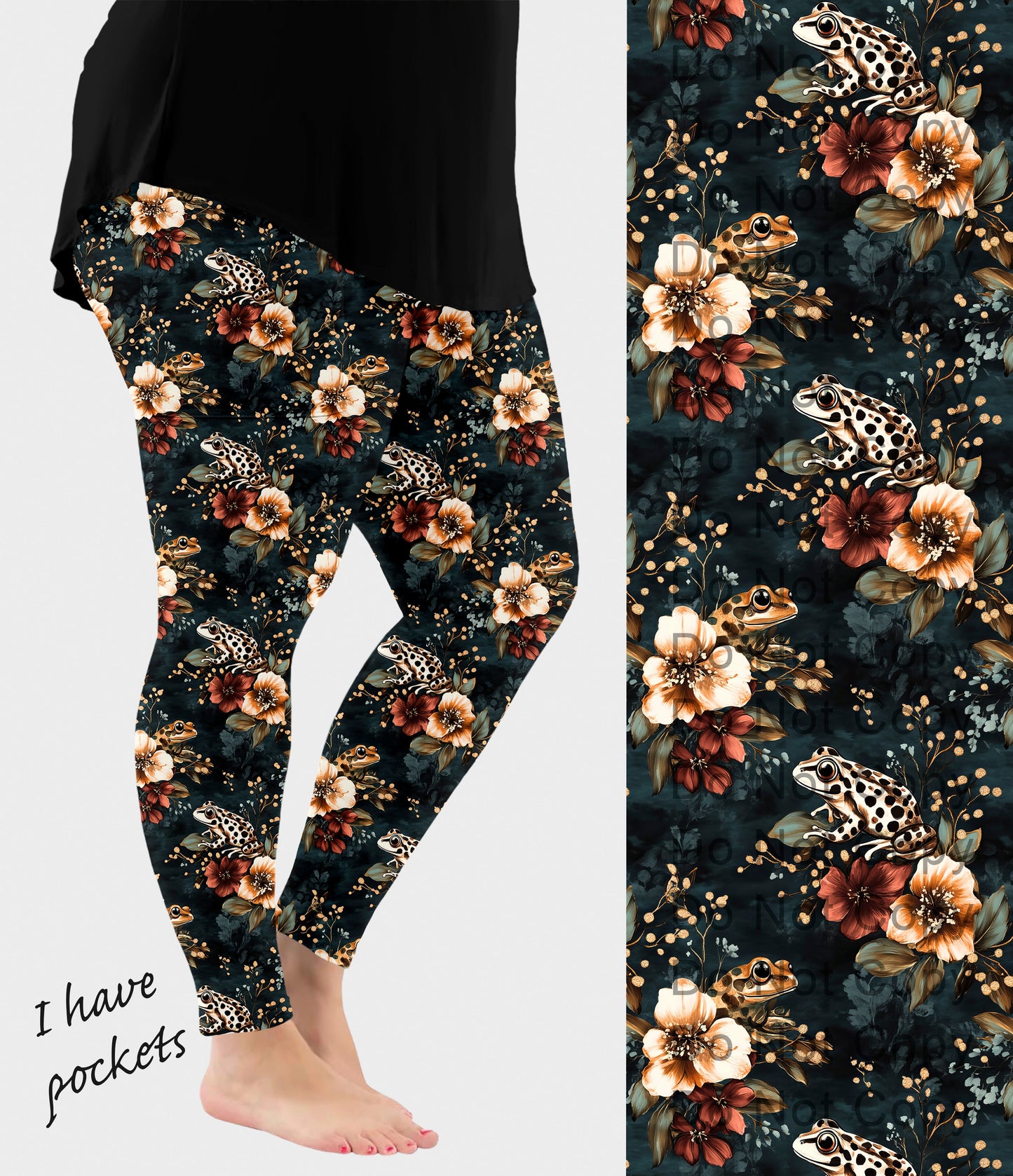RTS - Midnight Frogs Leggings w/ Pockets