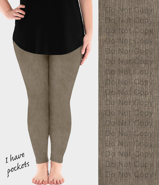 RTS - Mocha Faux Denim Leggings w/ Pockets