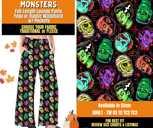Preorder! Closes 7/16. ETA Oct. Monsters Lounge Pants Choose Fleece or Traditional
