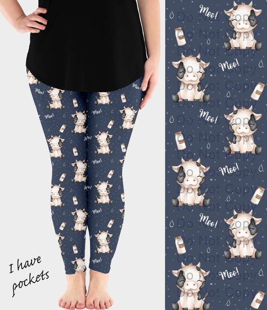 RTS - Moo Cows Leggings w/ Pockets