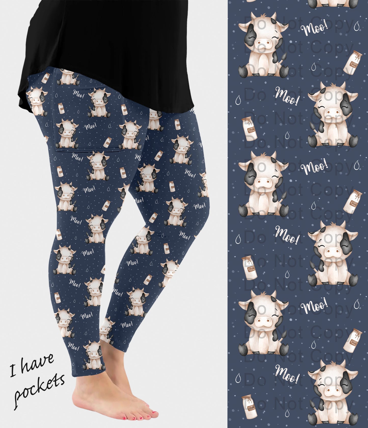 RTS - Moo Cows Leggings with Pockets