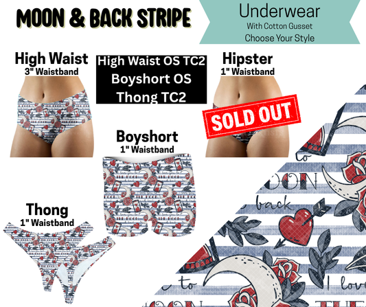 Moon & Back Stripe High Waist, Boyshort, & Thong Underwear