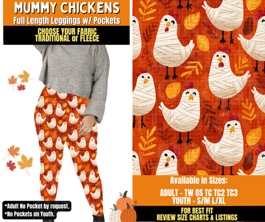 Preorder! Closes 7/16. ETA Oct. Mummy Chickens Leggings Choose Fleece or Traditional