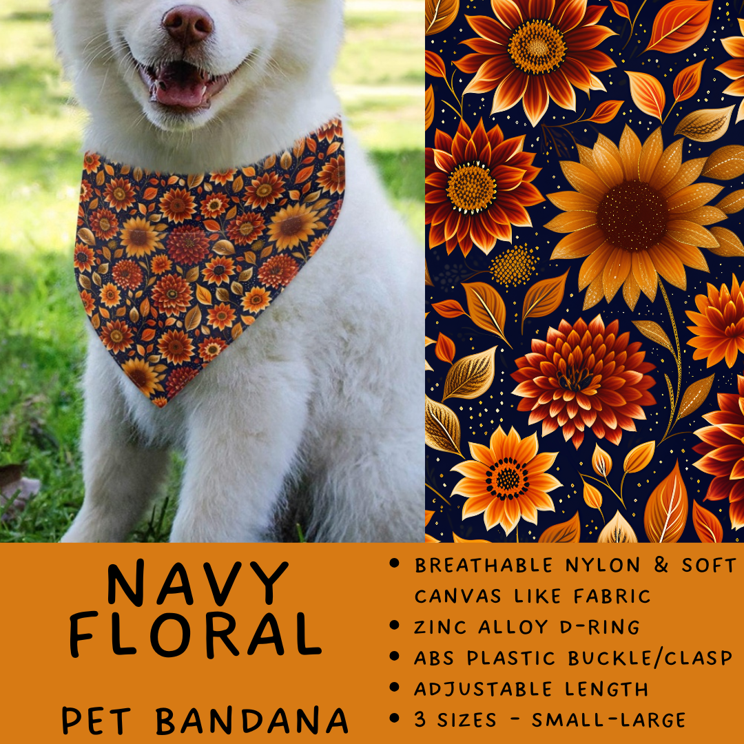 Batch #576 - Pet Gear 2 - Closes 8/28 - ETA late October - Navy Floral Pet Bandana