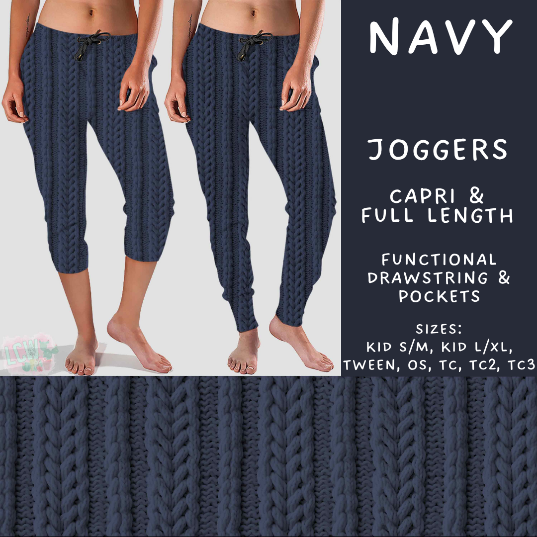 Batch #596 - Sweater Weather - Closes 10/9 - ETA early Dec - Navy Full and Capri Length Joggers