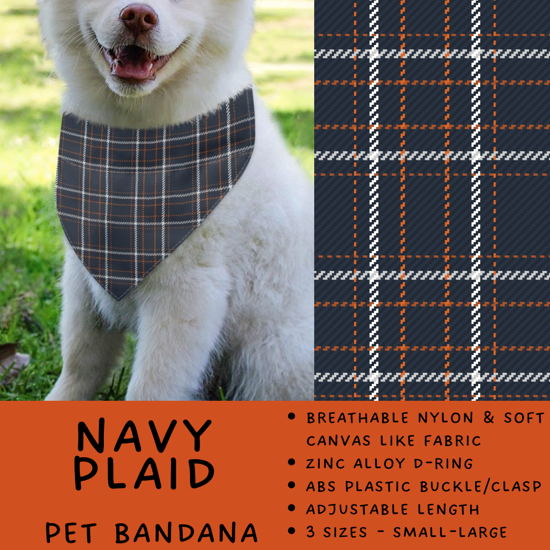 Batch #576 - Pet Gear 2 - Closes 8/28 - ETA late October - Navy Plaid Pet Bandana