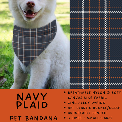 Batch #576 - Pet Gear 2 - Closes 8/28 - ETA late October - Navy Plaid Pet Bandana