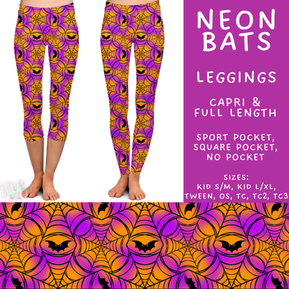 Batch #566 - Halloween 5 - Closes 8/7 - ETA early October - Neon Bats Full and Capri Length Leggings