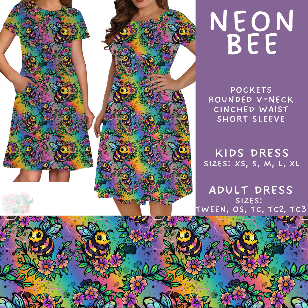 Batch #562 - Fun Run 25 - Closes 7/29 - ETA late Sept - Neon Bee Adult & Kids Dresses