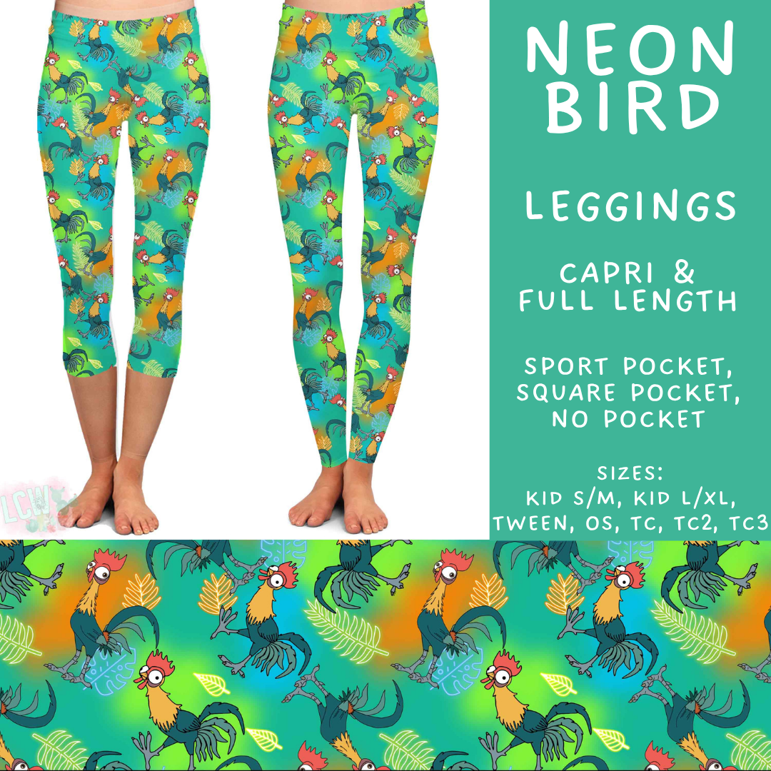Batch #585 - Magical Faves 24 - Closes 9/14 - ETA mid Nov - Neon Bird Full and Capri Length Leggings
