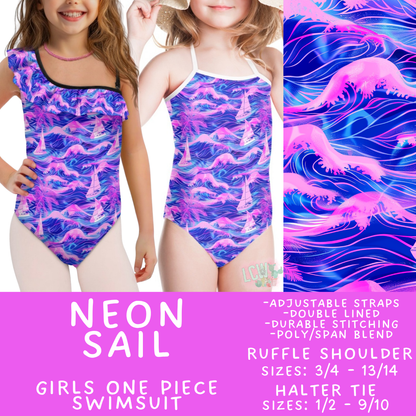 Batch #543 - Pool Party 2 - Closes 6/15 - ETA early/mid August - Neon Sail Girl's Swimsuit