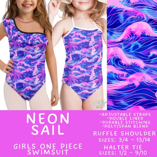 Batch #543 - Pool Party 2 - Closes 6/15 - ETA early/mid August - Neon Sail Girl's Swimsuit