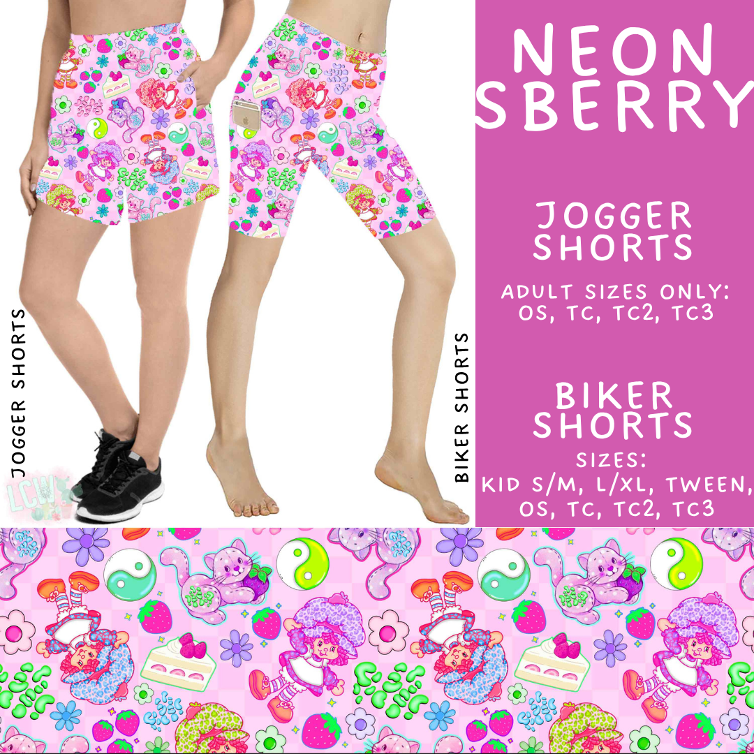 Batch #555 - Cool Characters 7 - Closes 7/13 - ETA mid Sept - Neon SBerry Biker & Jogger Shorts