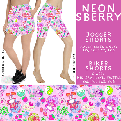 Batch #555 - Cool Characters 7 - Closes 7/13 - ETA mid Sept - Neon SBerry Biker & Jogger Shorts