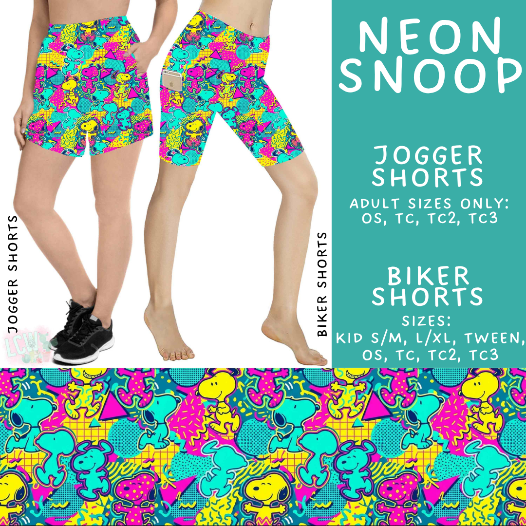 Batch #555 - Cool Characters 7 - Closes 7/13 - ETA mid Sept - Neon Snoop Biker & Jogger Shorts