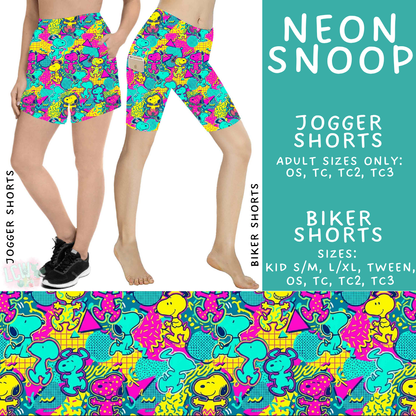 Batch #555 - Cool Characters 7 - Closes 7/13 - ETA mid Sept - Neon Snoop Biker & Jogger Shorts