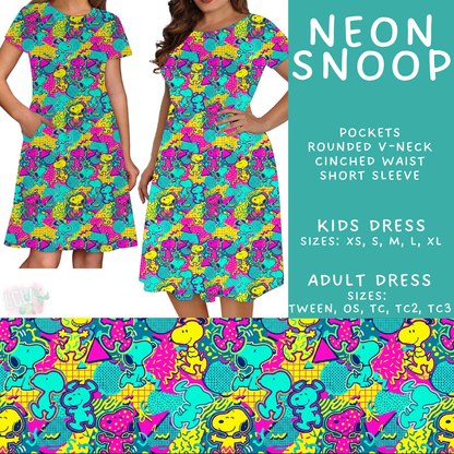 Batch #555 - Cool Characters 7 - Closes 7/13 - ETA mid Sept - Neon Snoop Adult & Kids Dresses