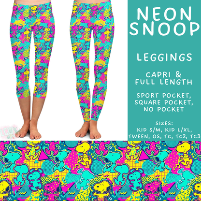 Batch #555 - Cool Characters 7 - Closes 7/13 - ETA mid Sept - Neon Snoop Full and Capri Length Leggings