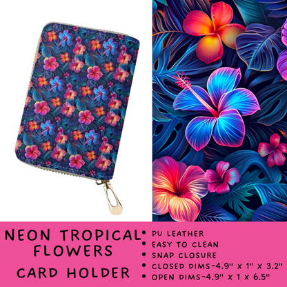 Batch #265 - Card Holders & Foldable Wallets - Closes 1/1 - ETA mid Feb - Neon Tropical Flowers Card Holder