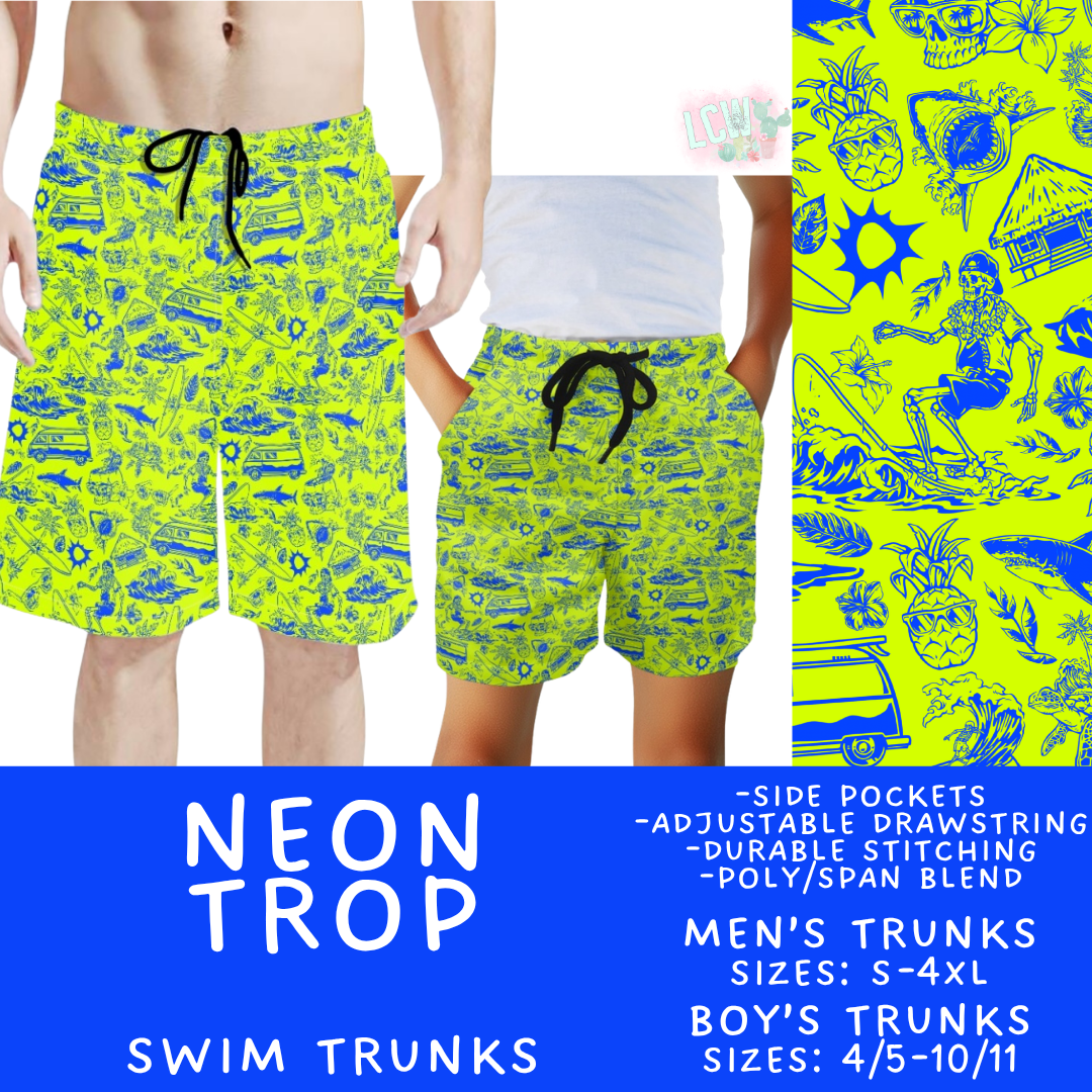 Batch #543 - Pool Party 2 - Closes 6/15 - ETA early/mid August - Neon Trops Boys' & Men's Swim Trunks