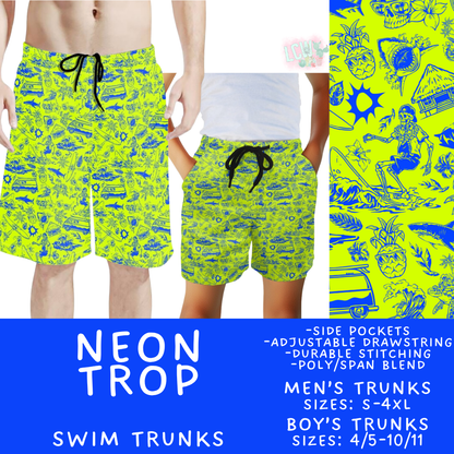 Batch #543 - Pool Party 2 - Closes 6/15 - ETA early/mid August - Neon Trops Boys' & Men's Swim Trunks