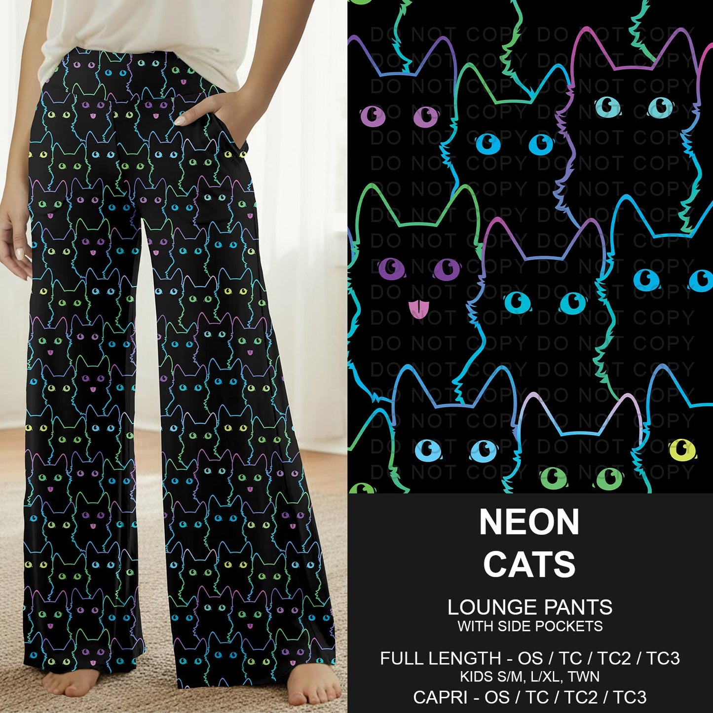 B297 - Preorder Neon Cats Lounge Pants (Closes 6/28. ETA: early Sept.)
