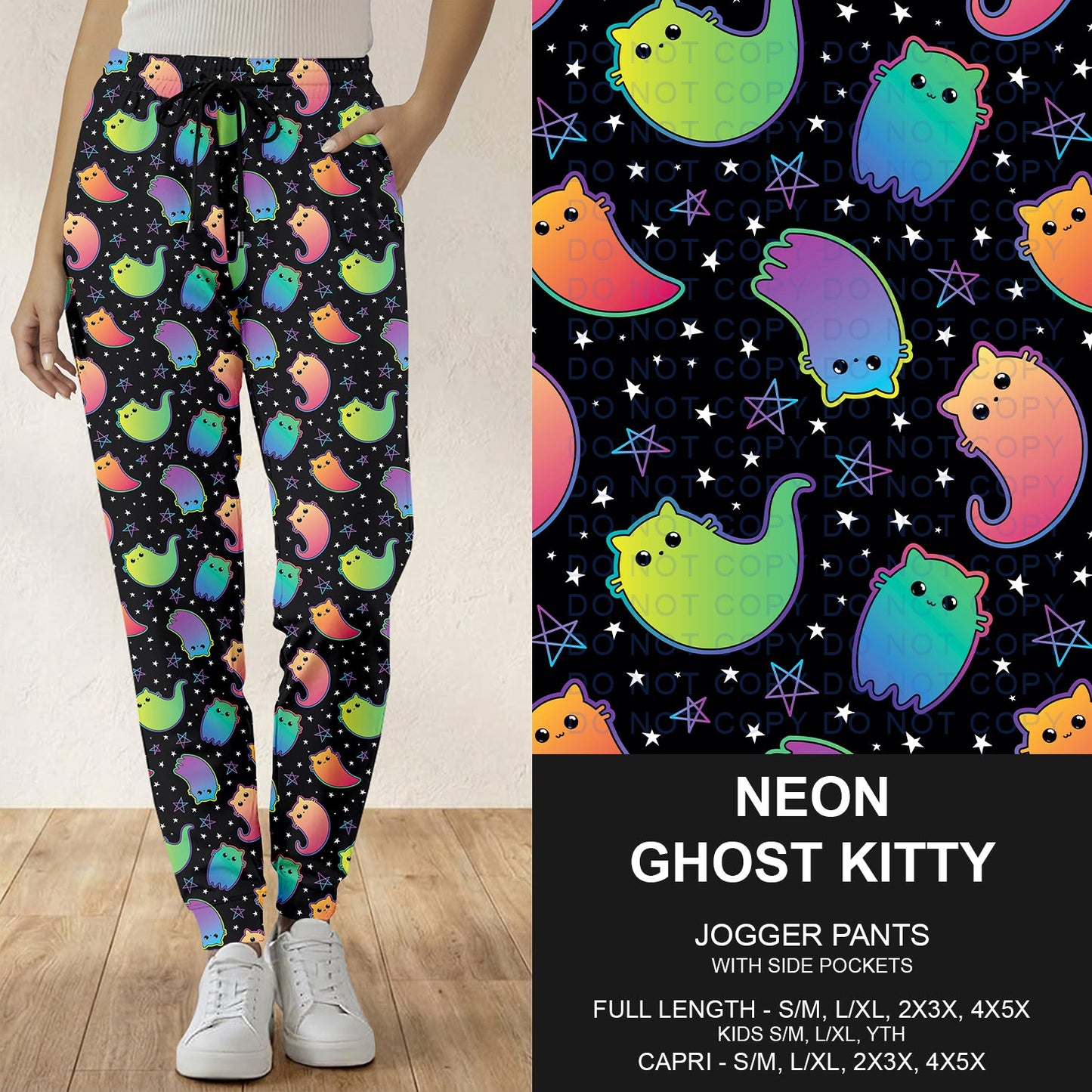 B297 - Preorder Neon Ghost Kitty Joggers (Closes 6/28. ETA: early Sept.)