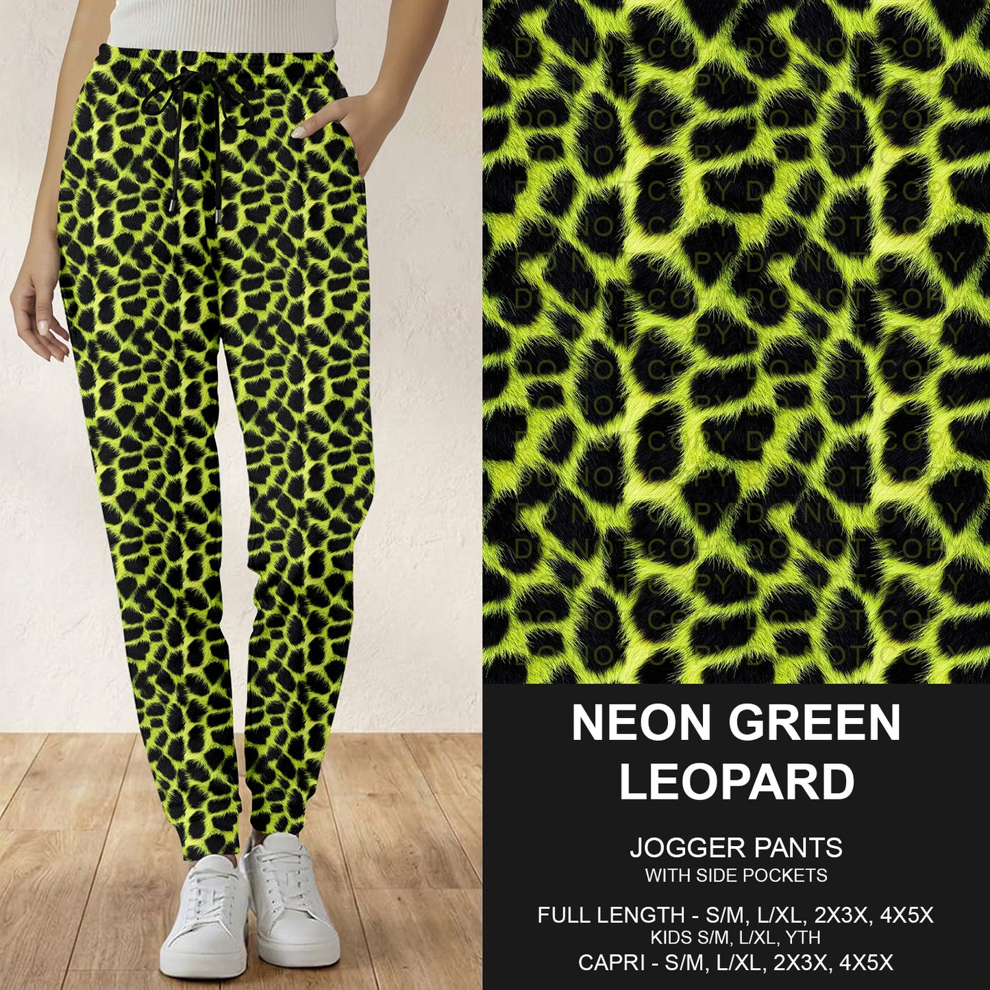 B298 - Preorder Neon Green Leopard Joggers (Closes 7.05. ETA: early Sept.)