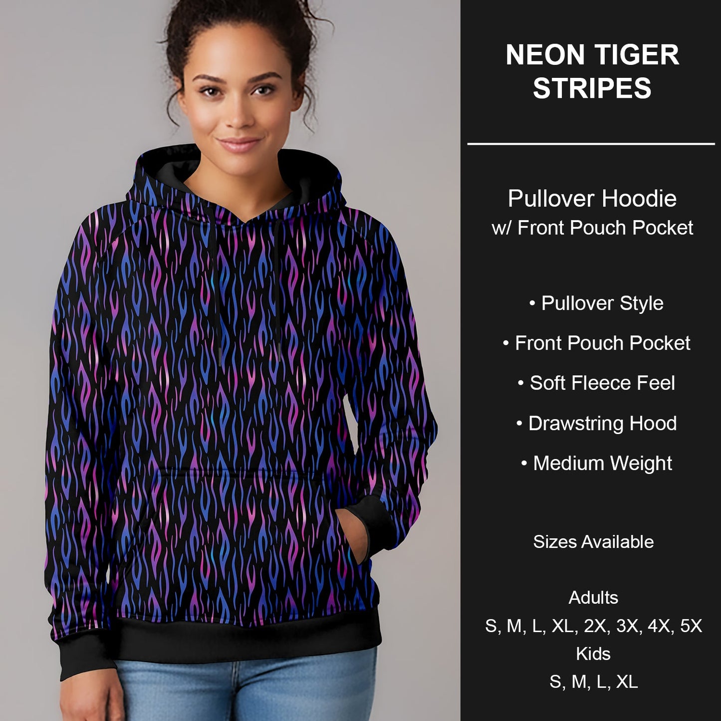 B266 - Preorder Neon Tiger Stripes Pullover Hoodie (Closes 12/17. ETA late Feb.)