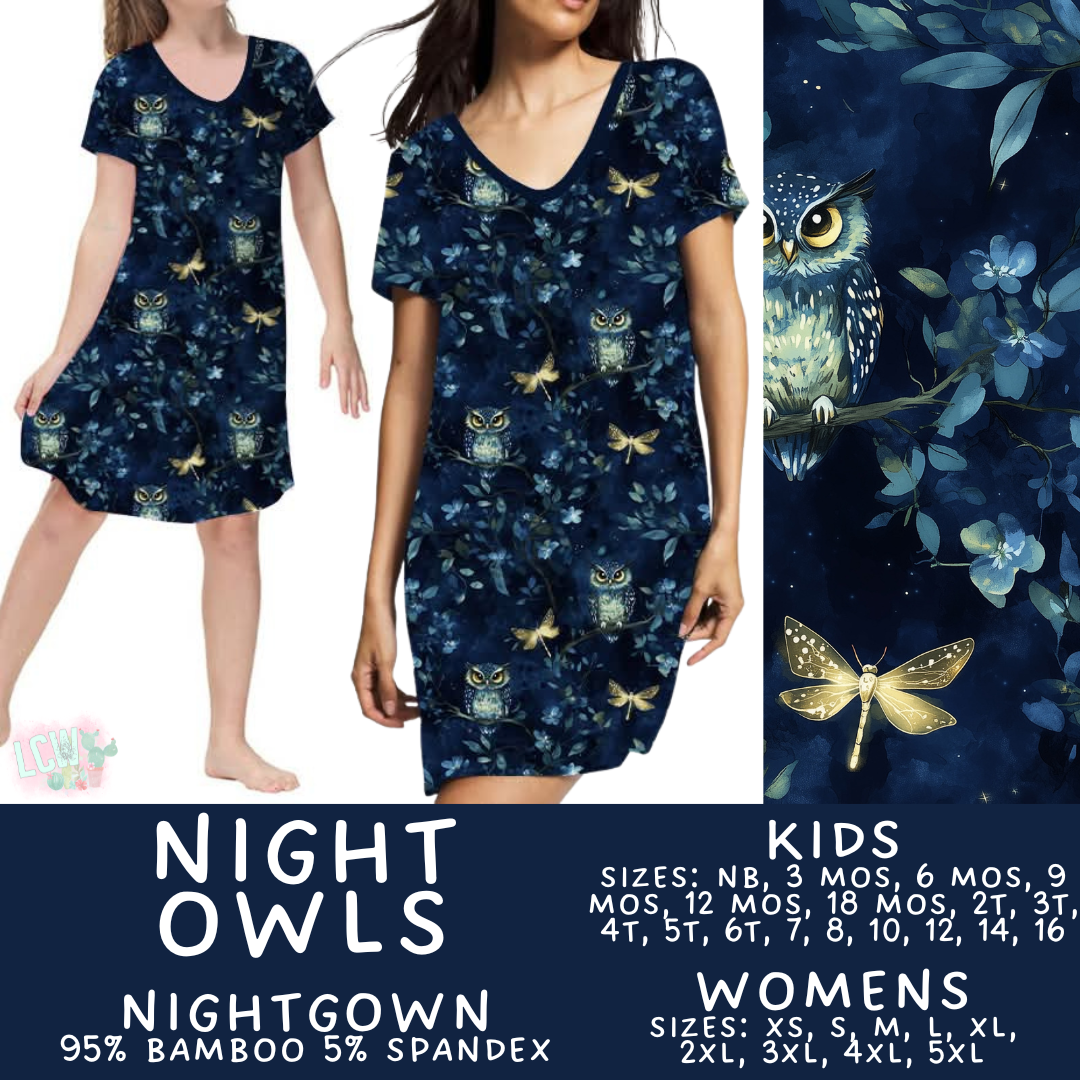 Batch #466 - Mommy & Me Dreamers 2 - Closes 12/22 - ETA mid February - Night Owls Adult & Kid's Bamboo Nightgown