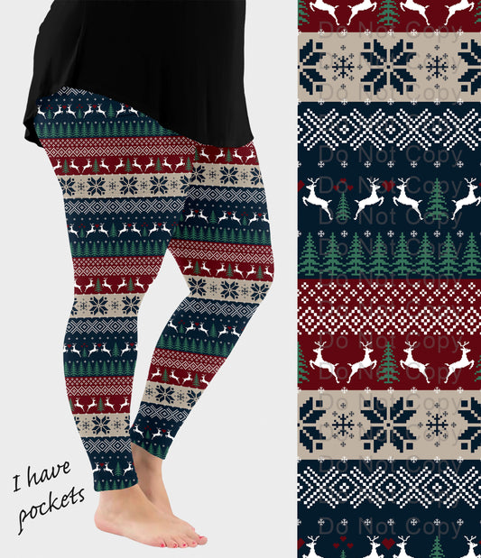 RTS - Nordic Christmas Leggings w/ Pockets