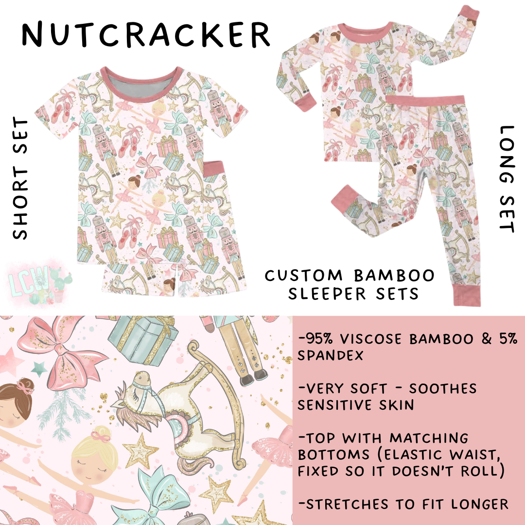 Ready to Ship - Nutcracker Bamboo Short 14 & Long Sleeper Set 8