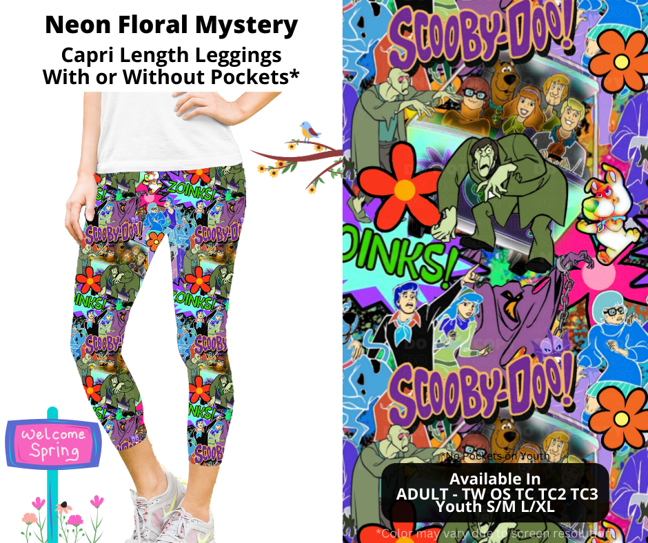 Preorder! Closes 1/22. ETA April. Neon Floral Mystery Capri Leggings w/wo Pockets