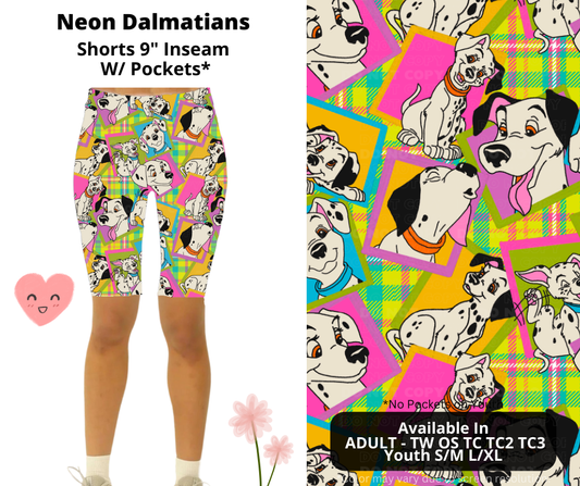 Preorder! Closes 3/3. ETA June. Neon Dalmatians 9" Inseam Shorts w/wo Pockets