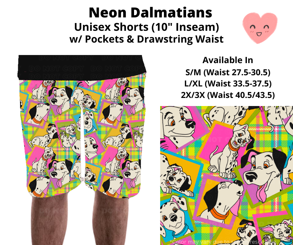 Preorder! Closes 3/3. ETA June. Neon Dalmatians Unisex Shorts