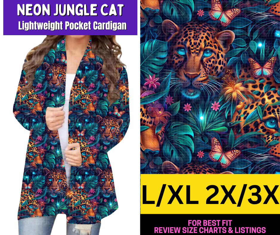 Neon Jungle Cat Pocket Cardigan