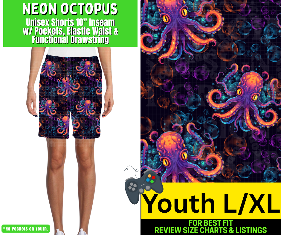 Neon Octopus Unisex Shorts