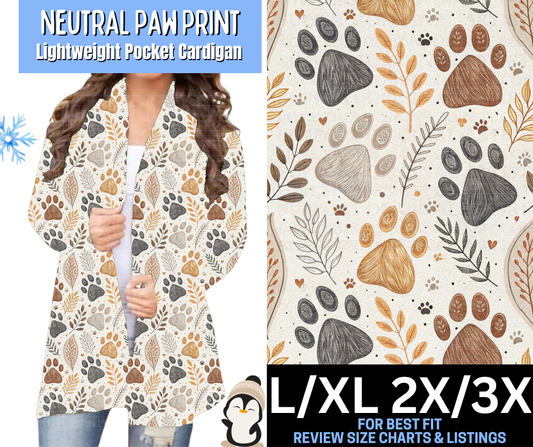 Neutral Paw Prints Pocket Cardigan