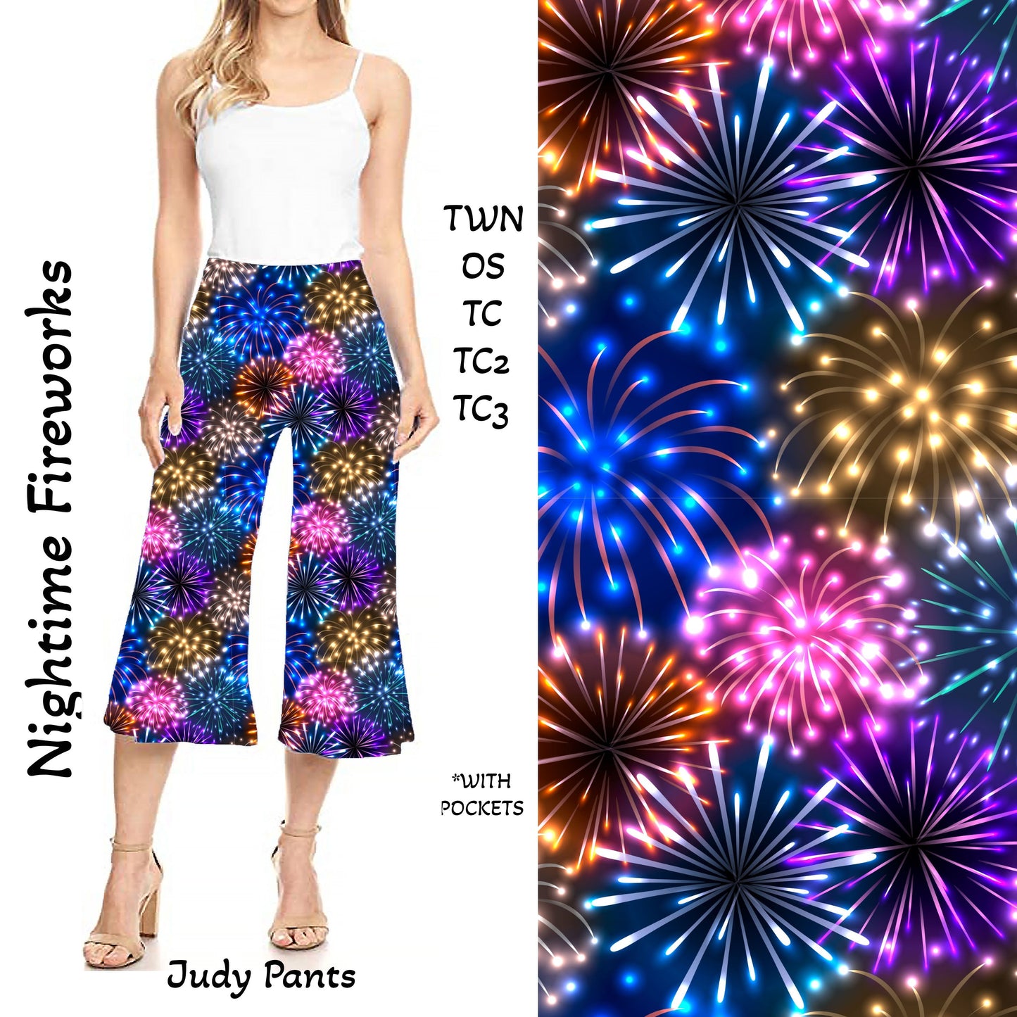 Nighttime Fireworks Judy Pants with Pockets