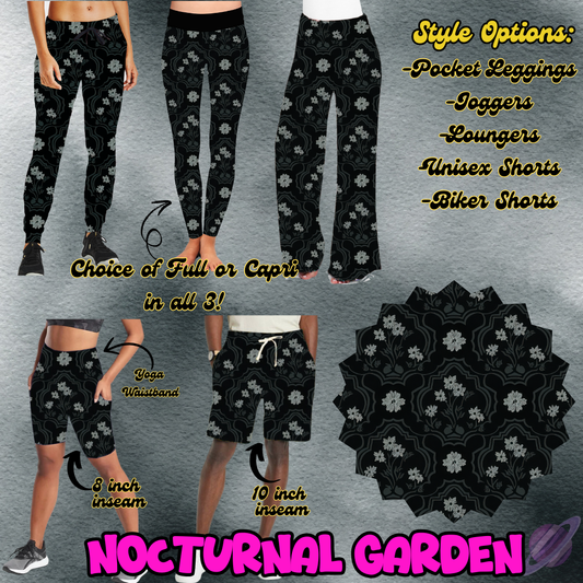 NOCTURNAL GARDEN - LEGGING/JOGGER/LOUNGER/SHORTS - MOSTLY BLACK RUN PREORDER CLOSING 1/24