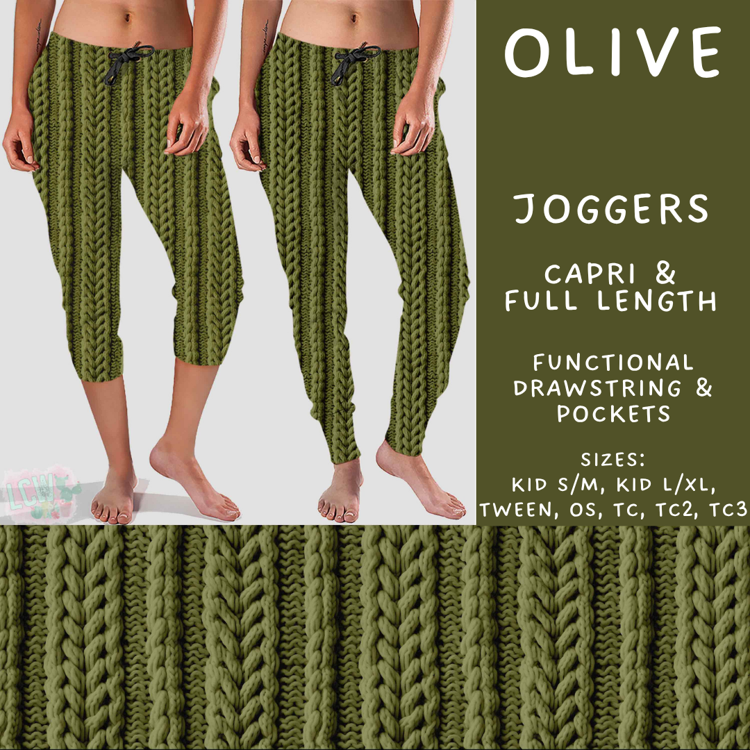Batch #596 - Sweater Weather - Closes 10/9 - ETA early Dec - Olive Full and Capri Length Joggers