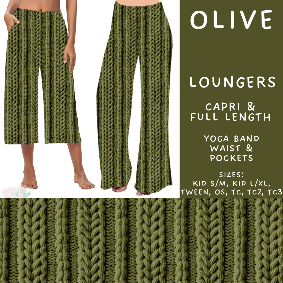 Batch #596 - Sweater Weather - Closes 10/9 - ETA early Dec - Olive Capri and Full Length Loungers